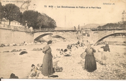 NICE - LES BLANCHISSEUSES DU PAILLON ET LE PONT VIEUX - Petits Métiers