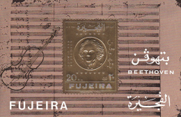 FUJEIRA,  HOJA BLOQUE  ORO  Y PLATA  (BEETHOBEN)   MNH   ** - Fujeira