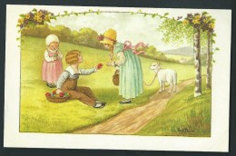 P. Ebner. REPRODUCTION De Belle Qualité.  Distribution D´oeufs De Pâques. Enfants, Mouton. N°61 - Ebner, Pauli
