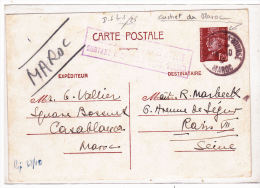 MAROC ENTIER POSTAL TYPE PÉTAIN A DESTINATION DE LA FRANCE CACHET DU MAROC - Covers & Documents