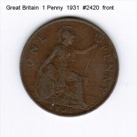 GREAT BRITAIN    1  PENNY  1931 (KM # 838) - D. 1 Penny