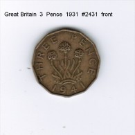 GREAT BRITAIN    3  PENCE  1941 (KM # 849) - F. 3 Pence