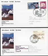 1987 Germany Iceland Lufthansa First Flight Munchen - Keflavik Cards X 2 - Luftpost