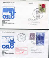 1983 Germany Norway Lufthansa First Flight  Dusseldorf - Oslo - Dusseldorf Cards X 2 - Storia Postale
