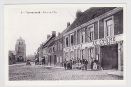 (RECTO / VERSO) WORMHOUT - N° 6 - HOTEL DE VILLE AVEC PERSONNAGES - RETROSPECTIVE DE WORMHOUT - Wormhout