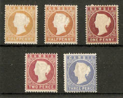 GAMBIA 1880-81 WATERMARK UPRIGHT SG 10B, 11B, 112B, 13B, 14cB MOUNTED MINT Cat £168 - Gambie (...-1964)