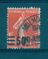 VARIÉTÉS FRANCE 1926/ 1927  N° 225 SEMEUSE 1 F 05 SURCHARGE = 50 C OBLITÉRÉ DOS CHARNIÈRES MULHOUSE GARE - Used Stamps