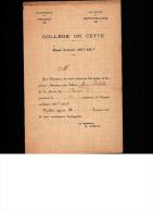 Collège De CETTE  - Académie De MONTPELLIERS  Année  Scolaire  1926 - 1927  - VALETTE 1 ère C -  Principal  R.  SIMON - Diplômes & Bulletins Scolaires