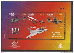 ES4653SF-LB166TBH.Spain.Esp Agne .HOJA  100 ANIVERSARIO,AVIACION MILITAR ESPAÑOLA.2011.(Ed 4653**)MUY BONITA - Blocks & Sheetlets & Panes