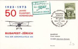 Erstflug Budapest Zurich 1973 - Hongrie - 1er Vol Flight - Legiposta - Eerste Vluchten