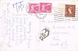 4469. Postal CHESTER (Gran Bretaña) 1957. Taxe Francia - Brieven En Documenten