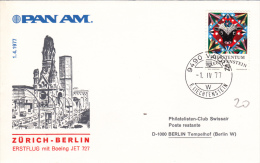 Erstflug Zurich Berlin 1977 - PanAm Boeing 727 - 1er Vol Flight - Vaduz Liechtenstein - First Flight Covers