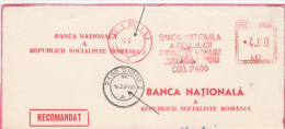 AMOUNT, NATIONAL BANK, SIBIU, RED MACHINE POSTMARKS ON FRAGMENT, 1984, ROMANIA - Machines à Affranchir (EMA)