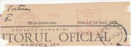 AMOUNT, LAW PAPER, BUCHAREST, MACHINE POSTMARKS ON FRAGMENT, 1930, ROMANIA - Frankeermachines (EMA)
