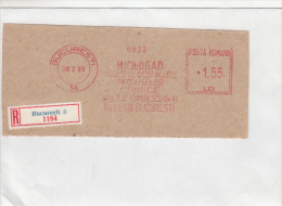 AMOUNT, BUCHAREST, CHEMICHAL PRODUCTS, MACHINE POSTMARKS ON FRAGMENT, REGISTERED, 1968, ROMANIA - Frankeermachines (EMA)
