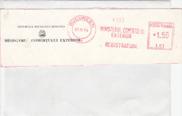 AMOUNT, BUCHAREST, TRADE MINISTERY, MACHINE POSTMARKS ON FRAGMENT, 1974, ROMANIA - Frankeermachines (EMA)