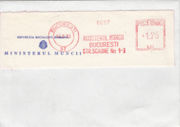 AMOUNT, BUCHAREST, LABOUR MINISTERYG, MACHINE POSTMARKS ON FRAGMENT, 1975, ROMANIA - Frankeermachines (EMA)