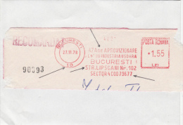 AMOUNT, BUCHAREST, INDUSTRY ADVERTISING, MACHINE POSTMARKS ON FRAGMENT, REGISTERED, 1978, ROMANIA - Frankeermachines (EMA)