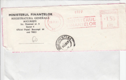 AMOUNT, BUCHAREST, FINANCE MINISTERY, MACHINE POSTMARKS ON FRAGMENT, 1980, ROMANIA - Máquinas Franqueo (EMA)