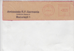 AMOUNT, BUCHAREST, GERMAN EMBASSY, MACHINE POSTMARKS ON FRAGMENT, 1981, ROMANIA - Máquinas Franqueo (EMA)