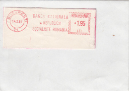 AMOUNT, BUCHAREST, NATIONAL BANK, MACHINE POSTMARKS ON FRAGMENT, 1981, ROMANIA - Máquinas Franqueo (EMA)