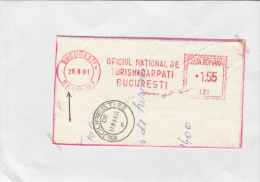 AMOUNT, BUCHAREST, TOURISM OFFICE, MACHINE POSTMARKS ON FRAGMENT, 1981, ROMANIA - Franking Machines (EMA)