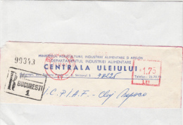 AMOUNT, BUCHAREST, EATING OIL FACTORY, MACHINE POSTMARKS ON FRAGMENT, REGISTERED, 1981, ROMANIA - Máquinas Franqueo (EMA)