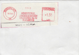 AMOUNT, BUCHAREST, TRADE MINISTERY, MACHINE POSTMARKS ON FRAGMENT, 1981, ROMANIA - Frankeermachines (EMA)