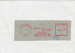 AMOUNT, BUCHAREST, INVESTEMENT BANK, MACHINE POSTMARKS ON FRAGMENT, 1981, ROMANIA - Franking Machines (EMA)