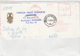 AMOUNT, BUCHAREST, FOREIGN TRADE ENTERPRISE, MACHINE POSTMARKS ON FRAGMENT, 1982, ROMANIA - Frankeermachines (EMA)