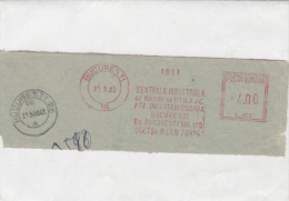 AMOUNT, BUCHAREST, PAPER FACTORY, MACHINE POSTMARKS ON FRAGMENT, 1982, ROMANIA - Frankeermachines (EMA)