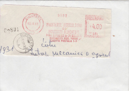 AMOUNT, BUCHAREST, AGRICULTURE MINISTERY, MACHINE POSTMARKS ON FRAGMENT, 1983, ROMANIA - Frankeermachines (EMA)