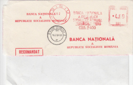 AMOUNT, BUCHAREST, NATIONAL BANK, REGISTERED, MACHINE POSTMARKS ON FRAGMENT, 1984, ROMANIA - Frankeermachines (EMA)