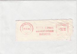 AMOUNT, BUCHAREST, BANK, MACHINE POSTMARKS ON FRAGMENT, 1985, ROMANIA - Franking Machines (EMA)