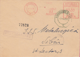 AMOUNT, BUCHAREST, FACTORY, REGISTERED, MACHINE POSTMARKS ON COVER, 1956, ROMANIA - Frankeermachines (EMA)
