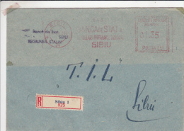 AMOUNT, SIBIU, BANK, REGISTERED, MACHINE POSTMARKS ON COVER, 1958, ROMANIA - Frankeermachines (EMA)