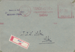 AMOUNT, SIBIU, BANK, REGISTERED, MACHINE POSTMARKS ON COVER, 1958, ROMANIA - Frankeermachines (EMA)