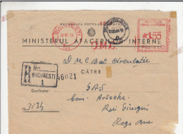 AMOUNT, BUCHAREST, DEFENCE MINISTERY, REGISTERED, MACHINE POSTMARKS ON COVER, 1964, ROMANIA - Machines à Affranchir (EMA)