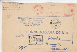 AMOUNT, BUCHAREST, STATE AGRICULTURE, REGISTERED, MACHINE POSTMARKS ON COVER, 1965, ROMANIA - Frankeermachines (EMA)