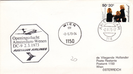 1er Vol  Amsterdam Wien Wenen Vienne 1973 - Erstflug - First Flight - Austrian Airlines - Luftpost