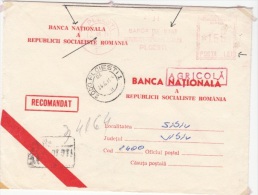 AMOUNT, PLOIESTI, NATIONAL BANK, REGISTERED, MACHINE POSTMARKS ON COVER, 1961, ROMANIA - Machines à Affranchir (EMA)