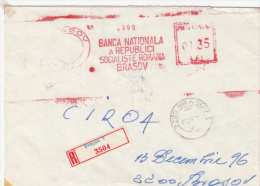 AMOUNT, BRASOV, NATIONAL BANK, REGISTERED, MACHINE POSTMARKS ON COVER, 1961, ROMANIA - Franking Machines (EMA)