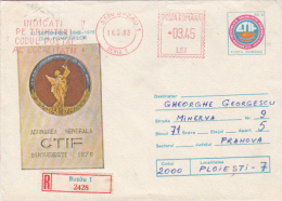 AMOUNT, BUZAU, FIREMENS, REGISTERED, MACHINE POSTMARKS ON COVER STATIONERY, 1983,  ROMANIA - Maschinenstempel (EMA)