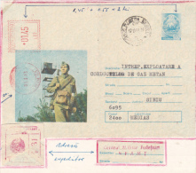 AMOUNT, BUCHAREST, SOLDIER, REGISTERED, MACHINE POSTMARKS ON COVER STATIONERY, 1983,  ROMANIA - Franking Machines (EMA)