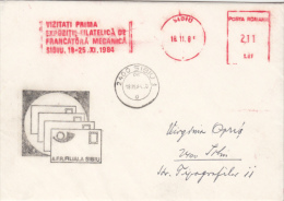 AMOUNT, SIBIU, PHILATELIC SOCIETY, MACHINE POSTMARKS ON COVER, 1984,  ROMANIA - Machines à Affranchir (EMA)