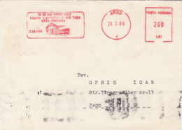 AMOUNT, ARAD, TRAINS, RAILWAY, MACHINE POSTMARKS ON COVER, 1988,  ROMANIA - Macchine Per Obliterare (EMA)