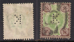GB 1902 - 10 KEV11 4d Brown & Green " K " Perfins. ( L745 ) - Perfins