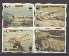 BANGLADESH, 1990, Endangered Wildlife , Setenant Block, , Gharials, MNH, (**) - Bangladesh