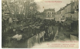 CP Vic Bigorre Boulevard D'Alsace Et Place Gambetta Jour De Marché   Attelage Boeufs - Vic Sur Bigorre