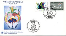 ONU GENEVE. N°145-6 Sur Enveloppe 1er Jour (FDC) De 1986. Année Internationale De La Paix/Colombe. - FDC